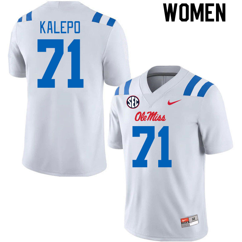 Women #71 Nate Kalepo Ole Miss Rebels 2024 New Uniforms College Football Jerseys Stitched-White